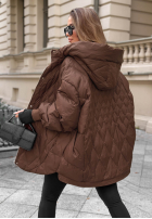 Prešívaná Bunda puchowa s kapucňou Amber Frost čokoládová
