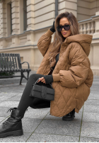 Prešívaná Bunda puchowa s kapucňou Amber Frost čokoládová