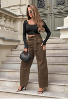 Nohavice džínosové mom fit Honey Light khaki