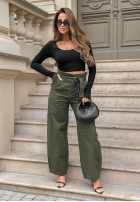Nohavice džínosové mom fit Honey Light khaki