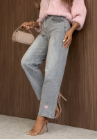 Nohavice džínosové mom fit TTimeless Style jasnoszare