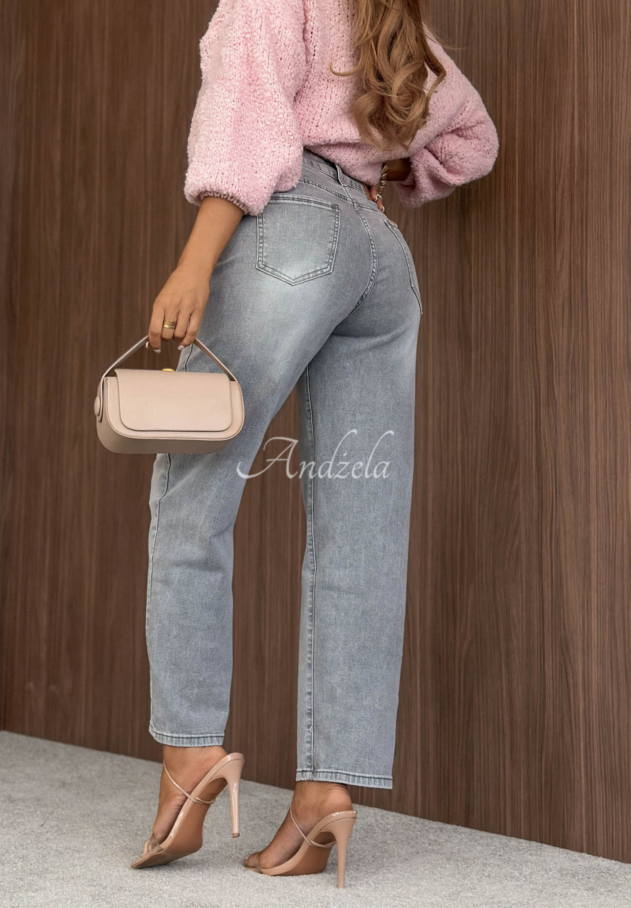 Džíny mom fit Timeless Style svetlosivé