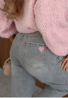 Nohavice džínosové mom fit TTimeless Style jasnoszare