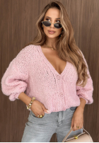 Krótki kardigan oversize z zapięciem Velvet Morning čokoládový