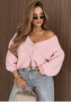 Krótki kardigan oversize z zapięciem Velvet Morning čokoládový