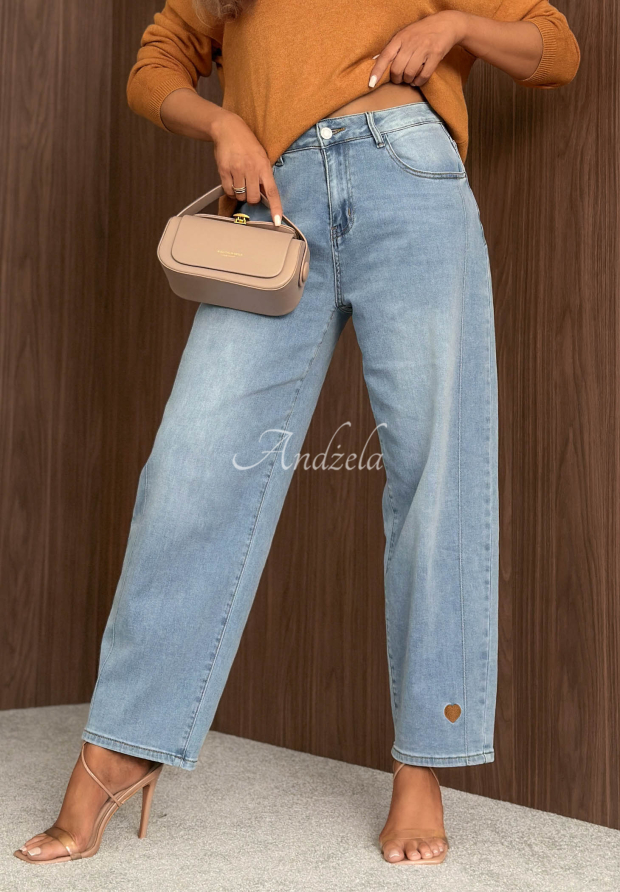 Dž&iacute;nsy mom fit Casual Vibes svetlomodr&eacute;