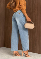 Nohavice džínosové mom fit Casual Vibes svetlomodré