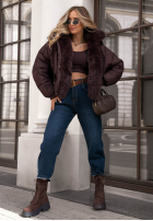 Krátka Prešívaná Bunda z futerkiem Frosty Darling čokoládová