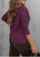 Blúzka longsleeve z dekoltem w paski Lovely Autumn béžovo-čokoládová