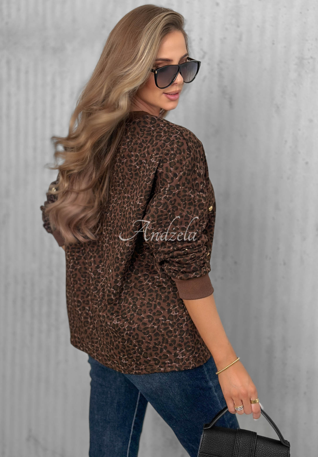 Bavlnená mikina s leopardím vzorom so srdiečkami Romantic Autumn čokoládová