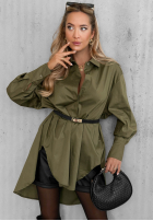 Asymetryczna Košeľa z kołnierzem Soft Darling khaki