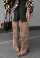 Dlhé semiošové Čižmy na słupku Fall Style čokoládové