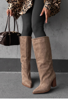 Dlhé semiošové Čižmy na słupku Fall Style čokoládové