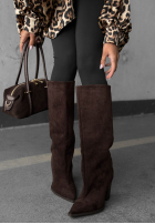 Dlhé semiošové Čižmy na słupku Fall Style čokoládové