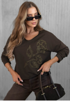 Blúzka longsleeve z nadrukiem Golden Rossa bordová