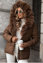 Krátka Prešívaná Bunda z futerkiem Frost Edge čokoládová
