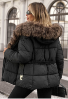 Krátka Prešívaná Bunda z futerkiem Frost Edge čokoládová