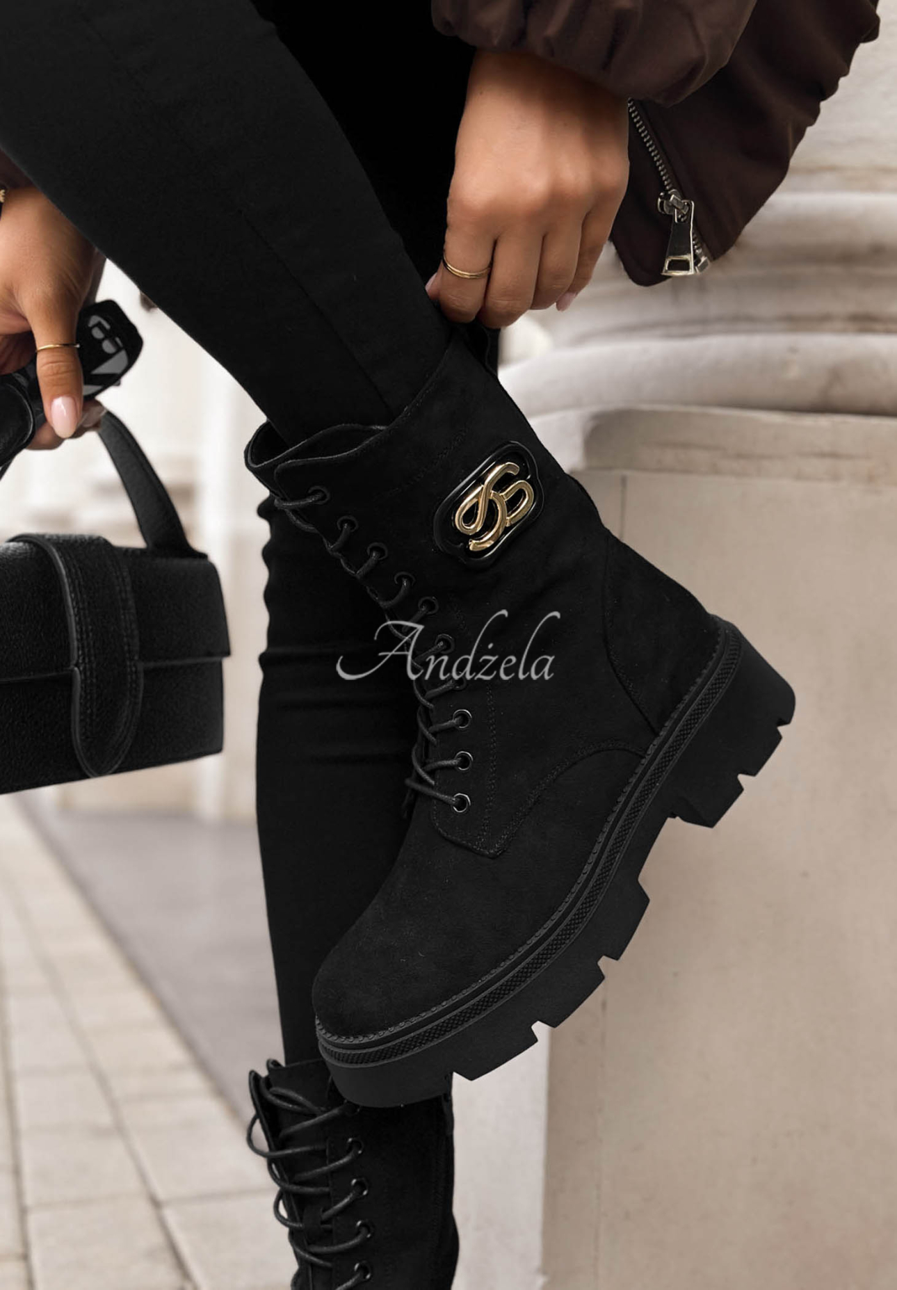 Semišové topánky so šnurovaním Velvet Season čierne