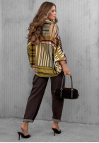 Košeľa oversize w paski Soft Luxury olivová
