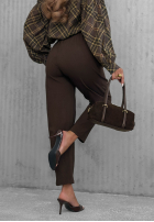 Nohavice mom fit z paskiem Still Morning čokoládové