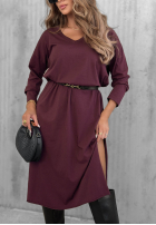Bawełniana Šaty maxi z dekoltem w serek Daily Style bordová
