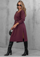 Bawełniana Šaty maxi z dekoltem w serek Daily Style bordová
