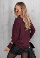 Bawełniana Blúzka longsleeve z dekoltem Basic Charm bordová