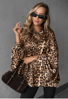 Košeľa oversize w panterkę Wild Allure ťavia