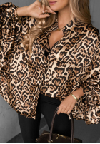 Košeľa oversize w panterkę Wild Allure ťavia