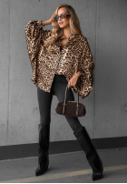 Košeľa oversize w panterkę Wild Allure ťavia