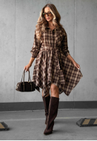 Súprava Košeľa i spódnico-spodenki w kratę Effortless Chic čokoládový
