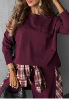 Blúzka longsleeve z kieszenią Soft Mood bordová