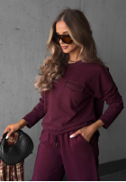 Blúzka longsleeve z kieszenią Soft Mood bordová