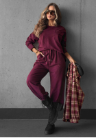 Blúzka longsleeve z kieszenią Soft Mood bordová