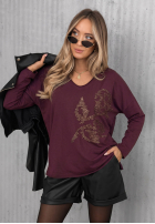 Blúzka longsleeve z nadrukiem Golden Rossa bordová