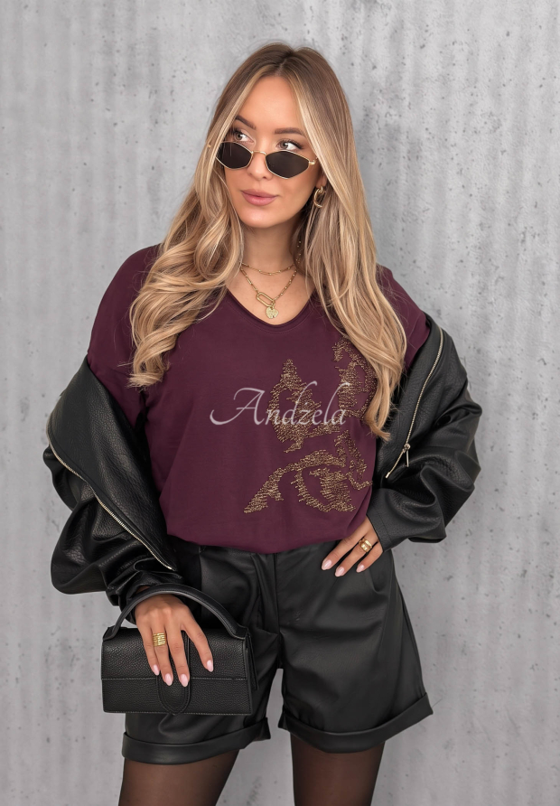 Bavlnen&aacute; bl&uacute;zka longsleeve s aplik&aacute;ciou Golden Rossa čučoriedkov&aacute;