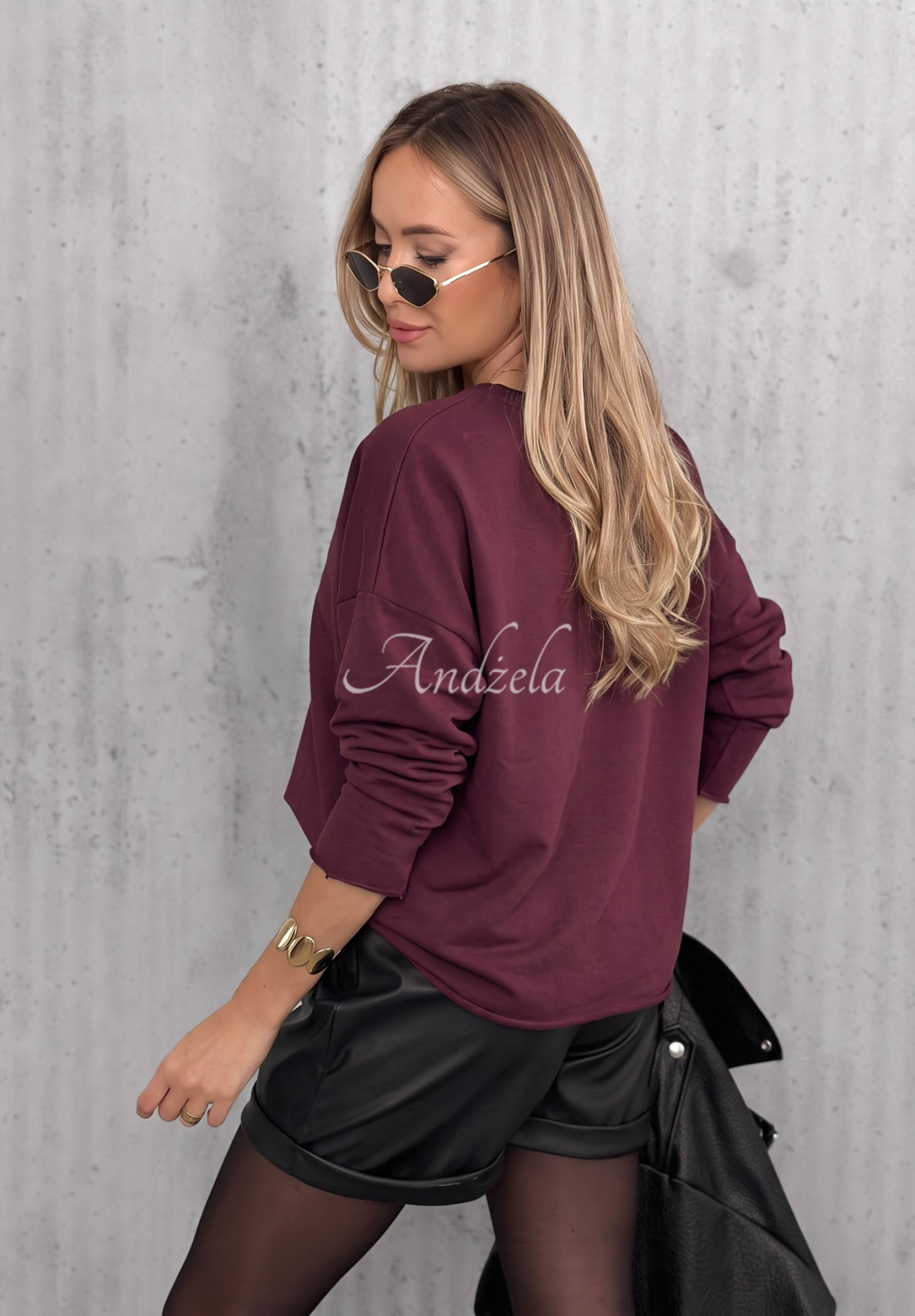 Bavlnená blúzka longsleeve s aplikáciou Golden Rossa čučoriedková