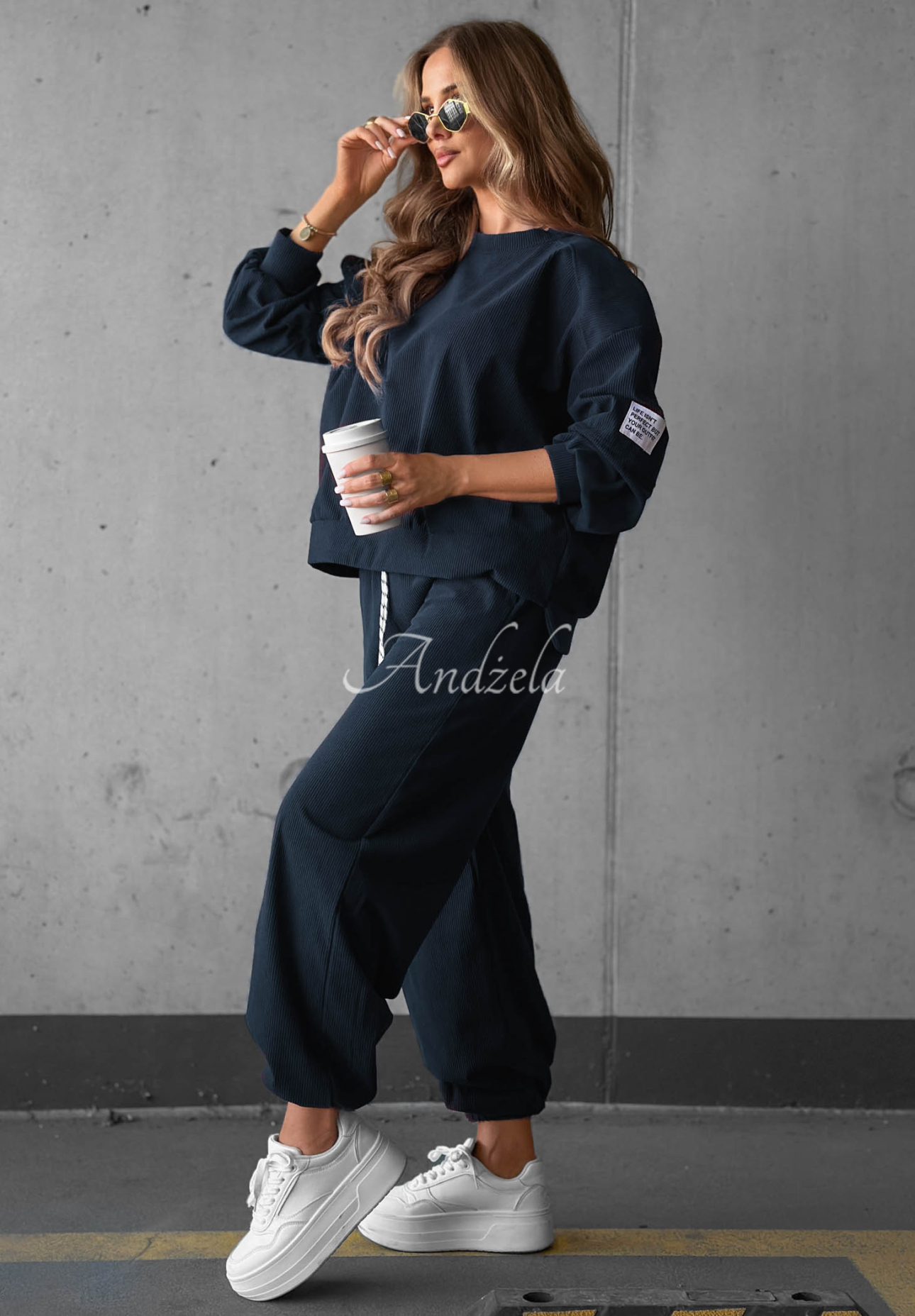 Manšestrová tepláková súprava z viskózy Endless Comfort tmavomodrý