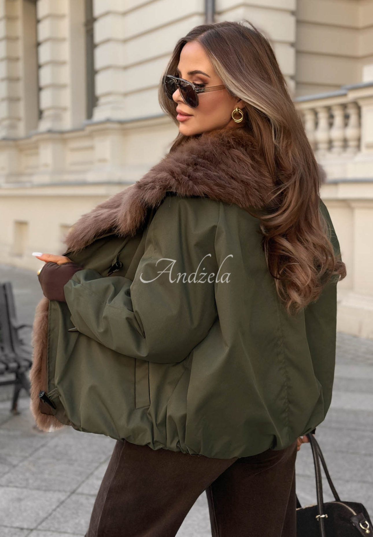 Páperová bomber bunda s kožušinou Northern Maple khaki
