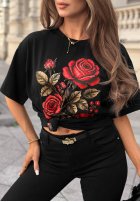 Tričko z nadrukiem Pixi Rose čierne