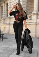 Nohavice džínosové skinny But First Coffee čierne