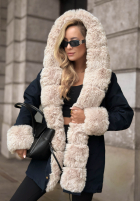 Bunda parka z futerkiem Stay Warm tmavomodrá