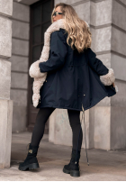 Bunda parka z futerkiem Stay Warm tmavomodrá
