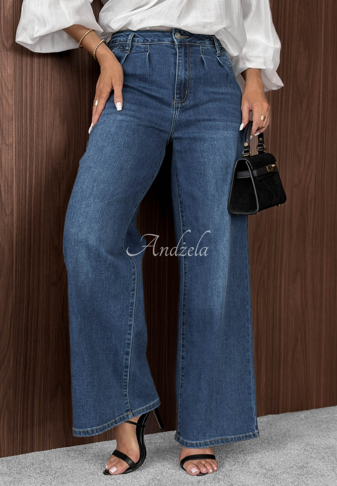 Džínsy wide leg Second Thoughts modré