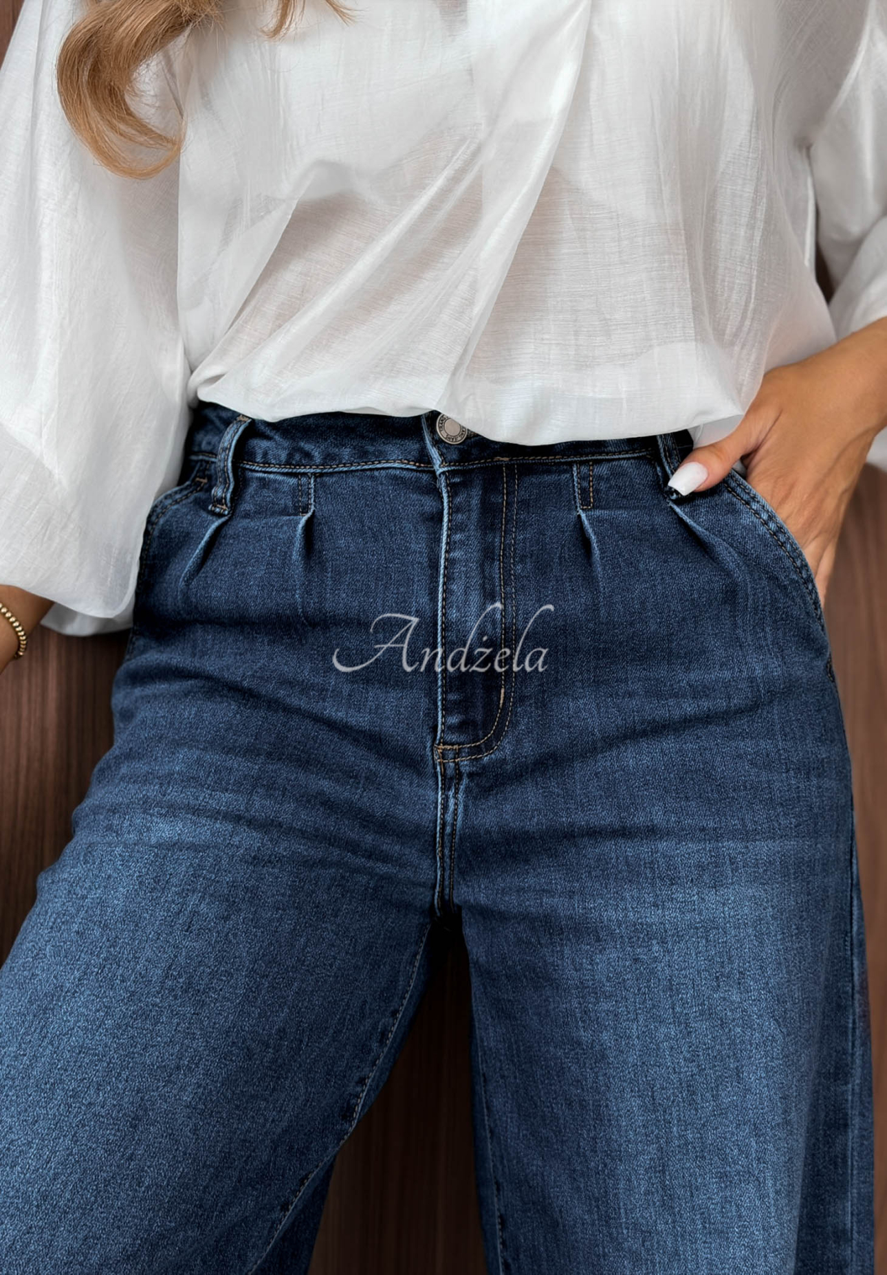Džínsy wide leg Second Thoughts modré