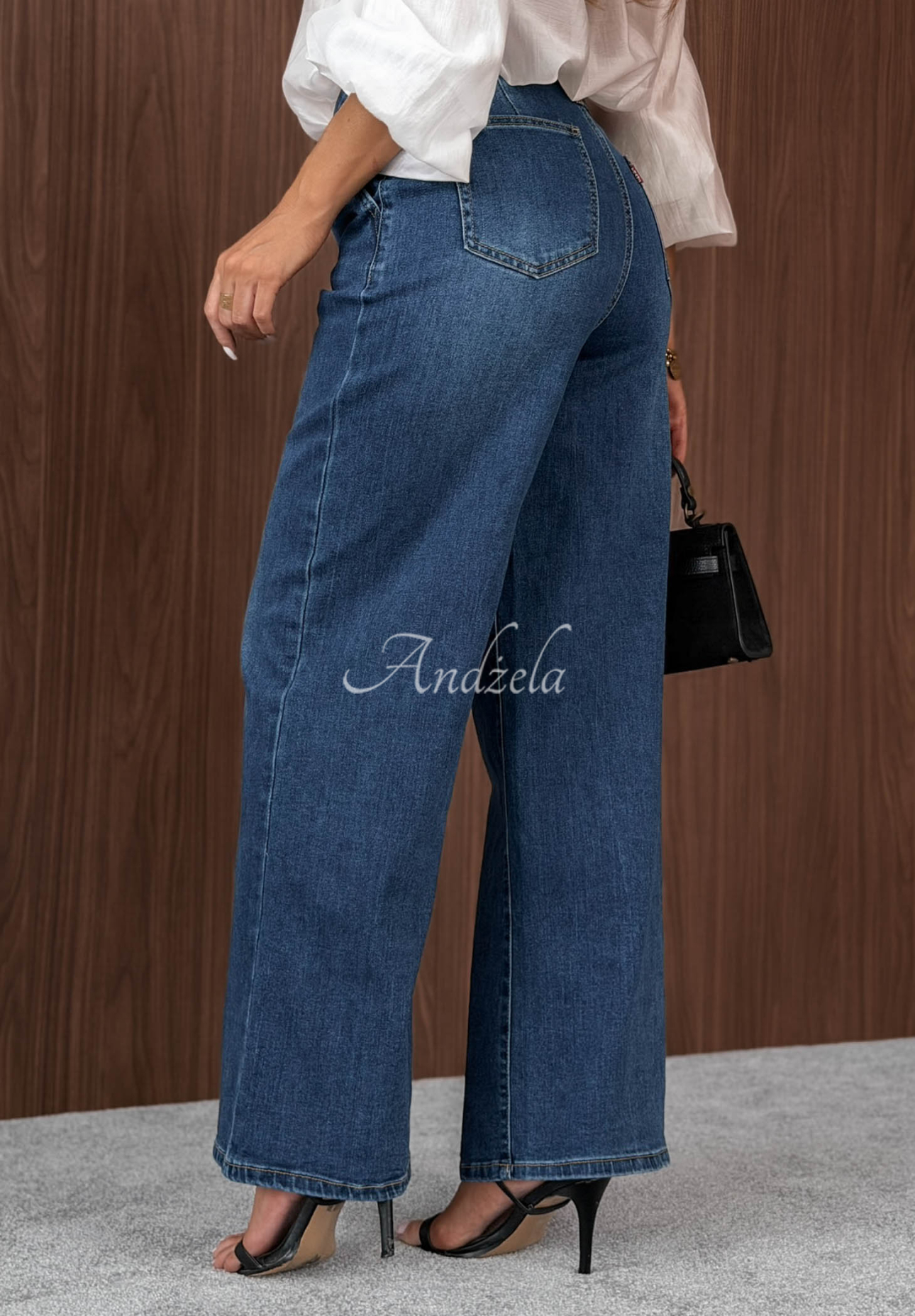 Džínsy wide leg Second Thoughts modré