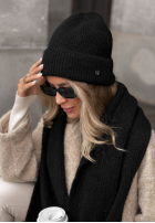 Čiapka z wełną merino Snowfall Charm čierna