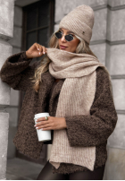 Čiapka z wełną merino Snowfall Charm béžová
