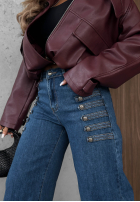 Nohavice džínosové wide leg z ozdobnymi guzikami Autumn Femme modré