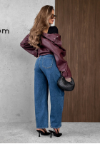 Nohavice džínosové wide leg z ozdobnymi guzikami Autumn Femme modré
